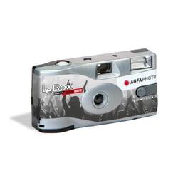 AGFAPHOTO 601020 - Appareil Photo Jetable LeBox Flash, 27 photos, Objectif Optique 31 mm - Gris et Rouge