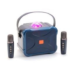 Enceinte Bluetooth Karaoke Sans Fil 10W Autonomie 3h Micros Intégrés Bleu YONIS