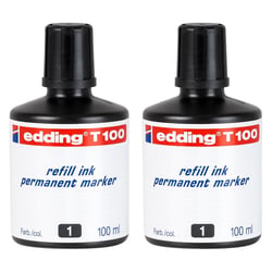 Lot de 2 recharges d'encre goutte à goutte pour marqueur permanent - EDDING - Noir - 100 ml