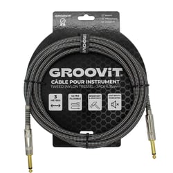CABLE JACK 6.35 D/D - 3M - NYLON TRESSÉ GRIS - GROOVIT®