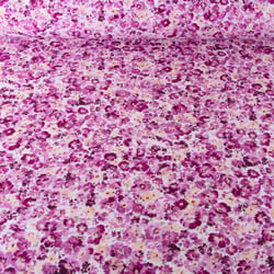 Tissu Viscose Sanfor Christy fleuris violine sur fond Blanc