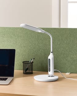 Lampe de Bureau Blanche en Silicone et Acier 38 cm à LED Bras Pliable Variateur d'Intensité Lumineuse et Température Commande Tactile