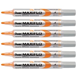 Lot de 6 marqueurs tableaux blancs effaçables - Pointe conique 4,0 mm - PENTEL - Orange - MAXIFLO