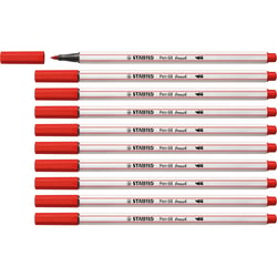 Lot de 10 feutres de coloriage pointe pinceau - STABILO - Pen 68 brush - Rouge carmin