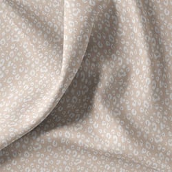 Tissu Coton imprimé léopard Kamar blanc sur fond Beige sable - Au mètre