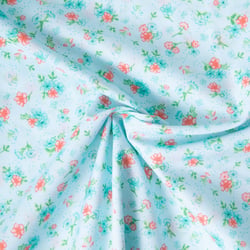 Tissu Voile de Coton digital imprimé Jardin celeste sur fond Bleu ciel