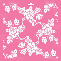 Pochoir plastique souple réutilisable 30 x 30 cm Fabrika Decoru ROSE ROSIER 135