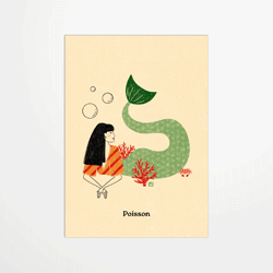 Carte postale - Marine Laurent - Poisson - 14,8 x 10,5 cm - Made in France