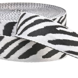 Sangle imprimé animalier zèbre 38mm blanc au mètre
