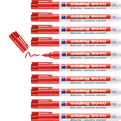 Lot de 10 marqueurs textiles permanents pointe fine 1 mm - EDDING - Rouge