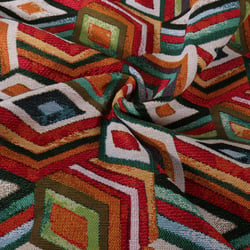 Tissu Jacquard Allover Pesk sur fond Rouge - Au mètre