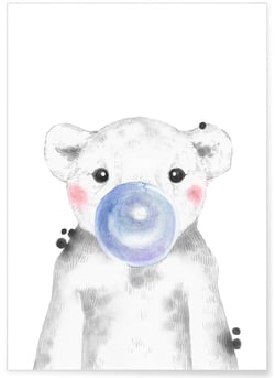Affiche Bulle d'Ourson Bleue | A3 : 29,7x42cm