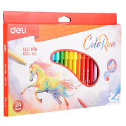 Feutres de coloriage pointe ogive 2.0mm - DELI - 24 couleurs - ColoRun