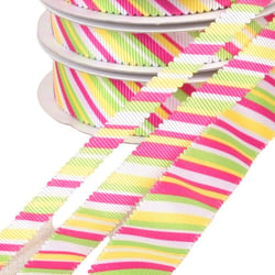 Bobine 30m ruban festonné multicolore vert jaune rose