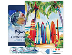 Diamond Painting Broderie Diamant Figured’Art 40x50cm toile tendue sur châssis en bois - diamants carrés - Planche de surf colorées