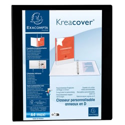 Classeur PP personnalisable Kreacover - 4 anneaux en D 30mm - A4 maxi - Noir - x 10 - Exacompta