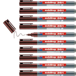 Lot de 10 marqueurs pour tableaux blancs EDDING 361 - Marron - Pointe 1 mm