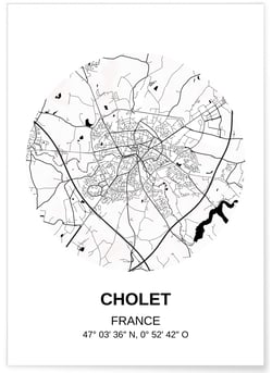 Affiche Carte Cholet | A3 : 29,7x42cm