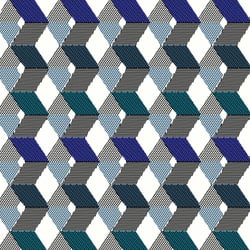 Tissu Jacquard Géométrique Bleu sur fond Blanc