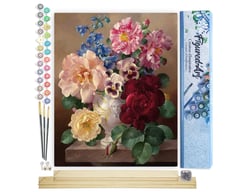 Peinture par Numéro Figured'Art - Beau Bouquet - Kit de Loisir Créatif DIY Numéro d'Art Complet - 40x50cm toile roulée + châssis en bois à monter