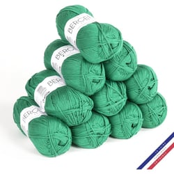 10 pelotes de laine - Gazon - 100% coton bio - 3mm - Tricot et crochet - Bergère de France