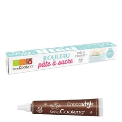 Pâte à sucre en rouleau prête à dérouler Ø 36 cm bleu + 1 Stylo chocolat