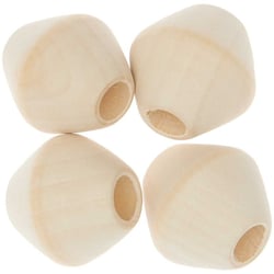 4 Perles toupies pour macramé - bois nature - 30 mm