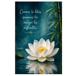 Plaque métal zen citation respiration déco murale H30