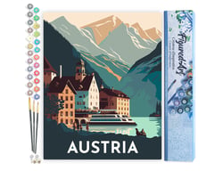 Peinture par Numéro Figured'Art - Affiche Vintage Hallstatt - Kit de Loisir Créatif DIY Numéro d'Art Complet - 40x50cm sans châssis en bois