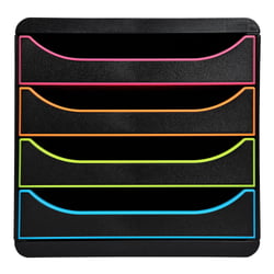 Module de classement Big Box 4 tiroirs Black Office - Noir/arlequin - Exacompta