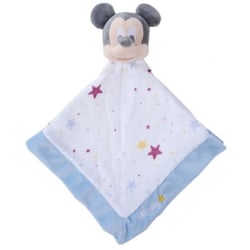 Mickey la souris doudou plat lange blanc et bleu 40 x 40 cm - peluche disney - nicotoy