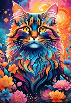 Puzzle 1000 pièces - Chat Multicolore - Alipson Puzzle
