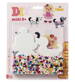 Perles à repasser grand modele avec plaques fille et chien - Hama