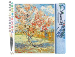 Peinture par Numéro Figured'Art - Van Gogh Pêcher - Kit de Loisir Créatif DIY Numéro d'Art Complet - 40x50cm sans châssis en bois