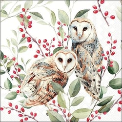Lot de 4 serviettes en papier découpage collage 33 cm CHOUETTE FEUILLAGE FRUIT A 513