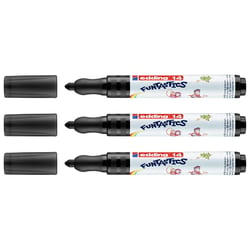 Lot de 3 feutres de coloriage pointe ronde 3 mm - EDDING - Funtastics - Noir