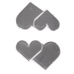 Motif de cire: Coeur double, argent, 3x2cm, 2 pces