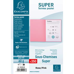 Paquet de 250 sous-chemises SUPER 60 - 22x31cm - Rose - x 5 - Exacompta