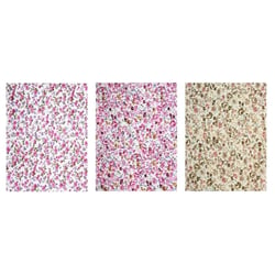 Tissu adhésif coupons fleurs D 15x20 cm 3 pièces