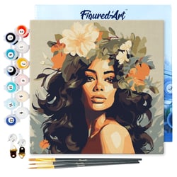 Mini Peinture par Numéros Figured'Art 20x20cm avec cadre Reine de beauté florale - Petit Format