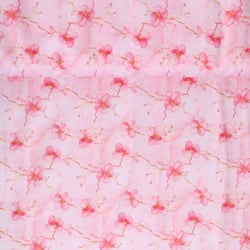 Tissu Coton imprimé  Aquahibis sur fond Rose pâle - Au mètre