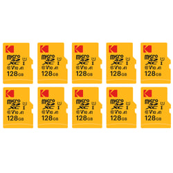 Kodak Pack de 10 Cartes Mémoire Micro SDXC Premium 128 Go – Vitesse et Fiabilité pour un Stockage Exceptionnel