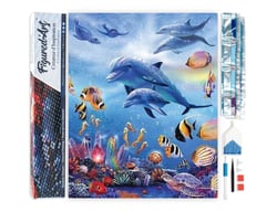 Diamond Painting Broderie Diamant Figured’Art 40x50cm toile entière roulée avec diamants carrés - Dauphins et fonds marins