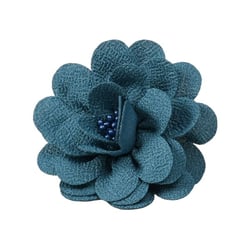 Broche fleur 8,5cm bleu pétrole