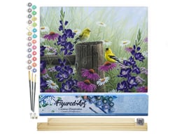 Peinture par Numéro Figured'Art - Couple de Chardonneret - Kit de Loisir Créatif DIY Numéro d'Art Complet - 40x50cm toile roulée + châssis en bois à monter