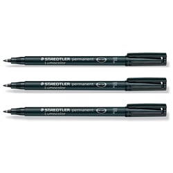 Lot de 3 marqueurs permanents - STAEDTLER - Lumocolor 318F - Pointe ogive fine 0,6 mm - Noir