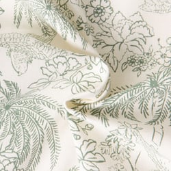 Tissu Toile de Jouy Grande Largeur Palme Cactus sur fond Naturel