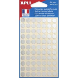 Apli Agipa - Gommettes rondes 8 mm 308 pastilles - Argenté