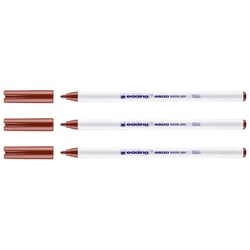 Lot de 3 feutres textiles permanents pointe fine 1 mm - EDDING - Marron - 4600