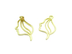 2 Pendentifs visage 32*15mm doré